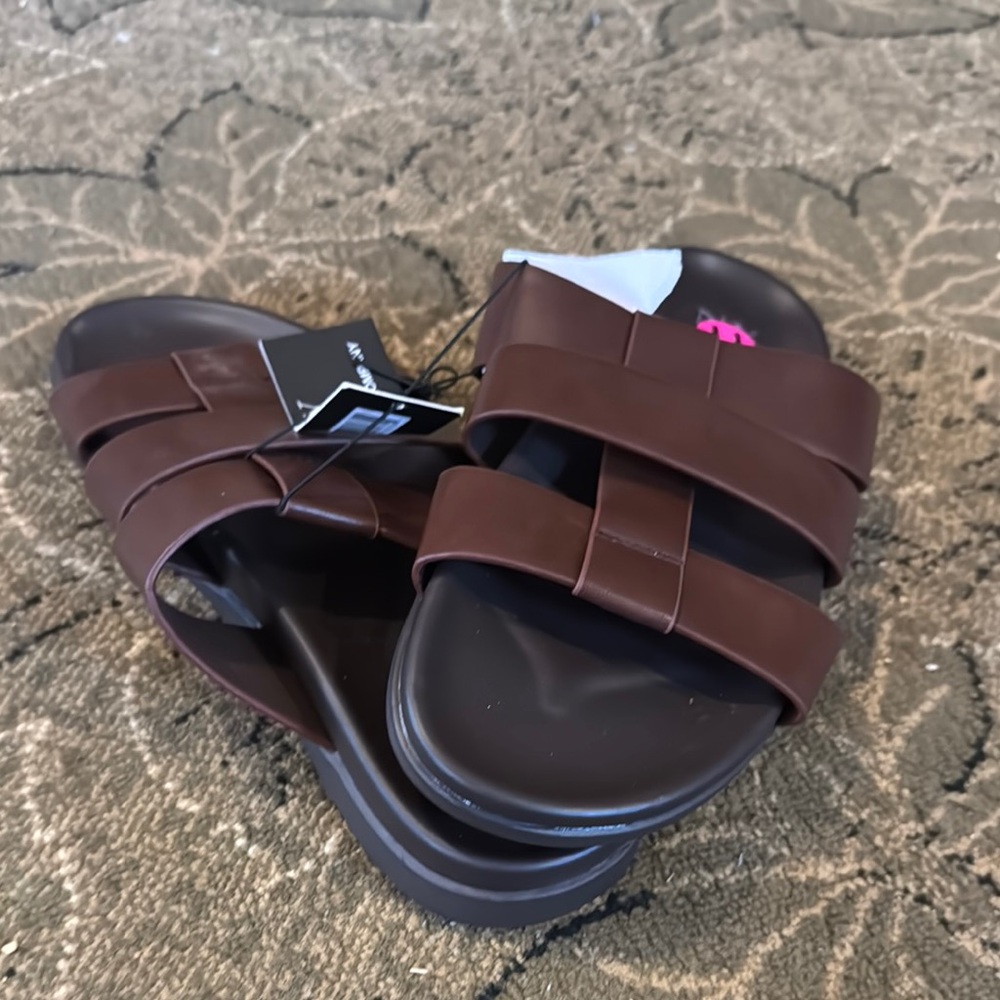 New York & Company Brown Leather Sandals